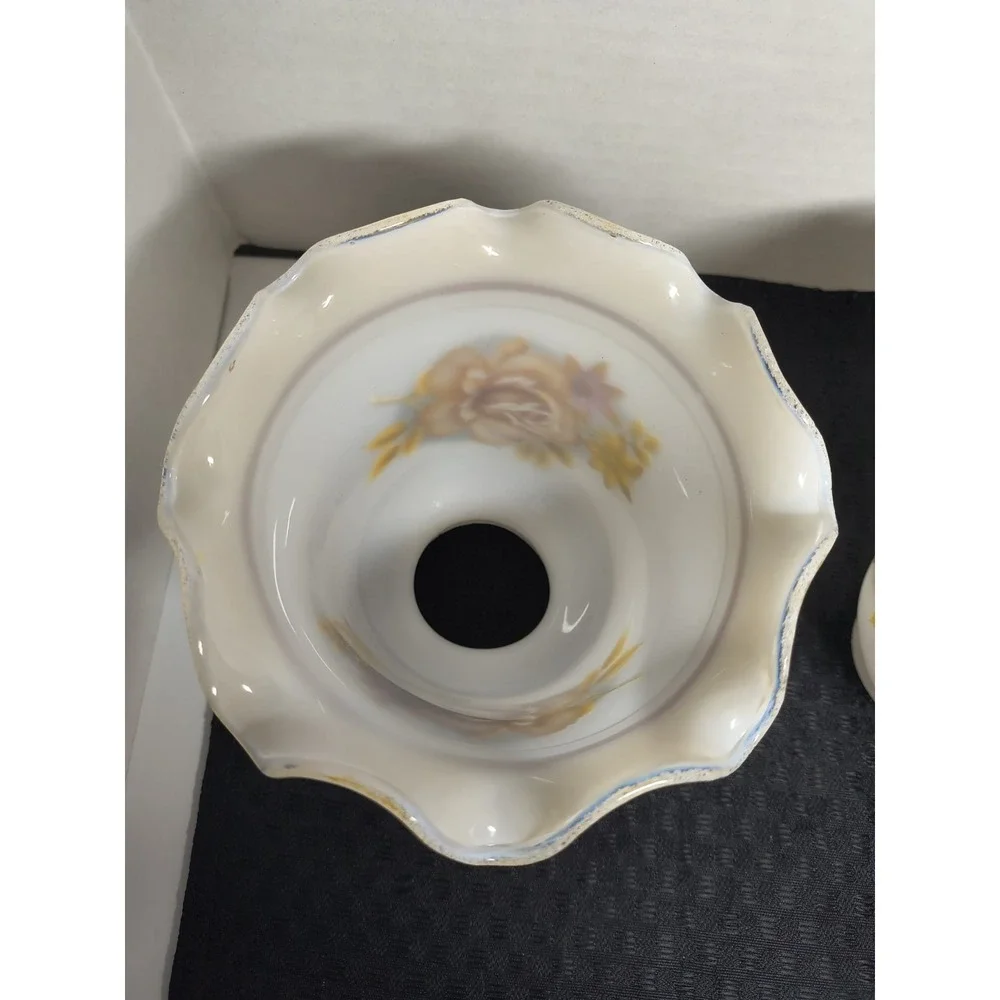 3 Chandelier Lustre Milk Glass‎ Replacement Lamp Shade Tan Brown Rose Floral